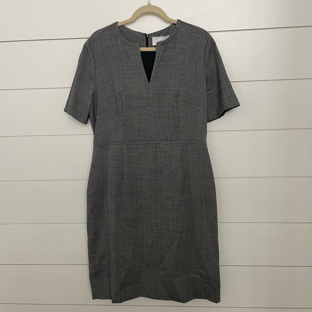 Hugo Boss Women's Dress Size 10 Business Career Gray Wool Knee Length Classic